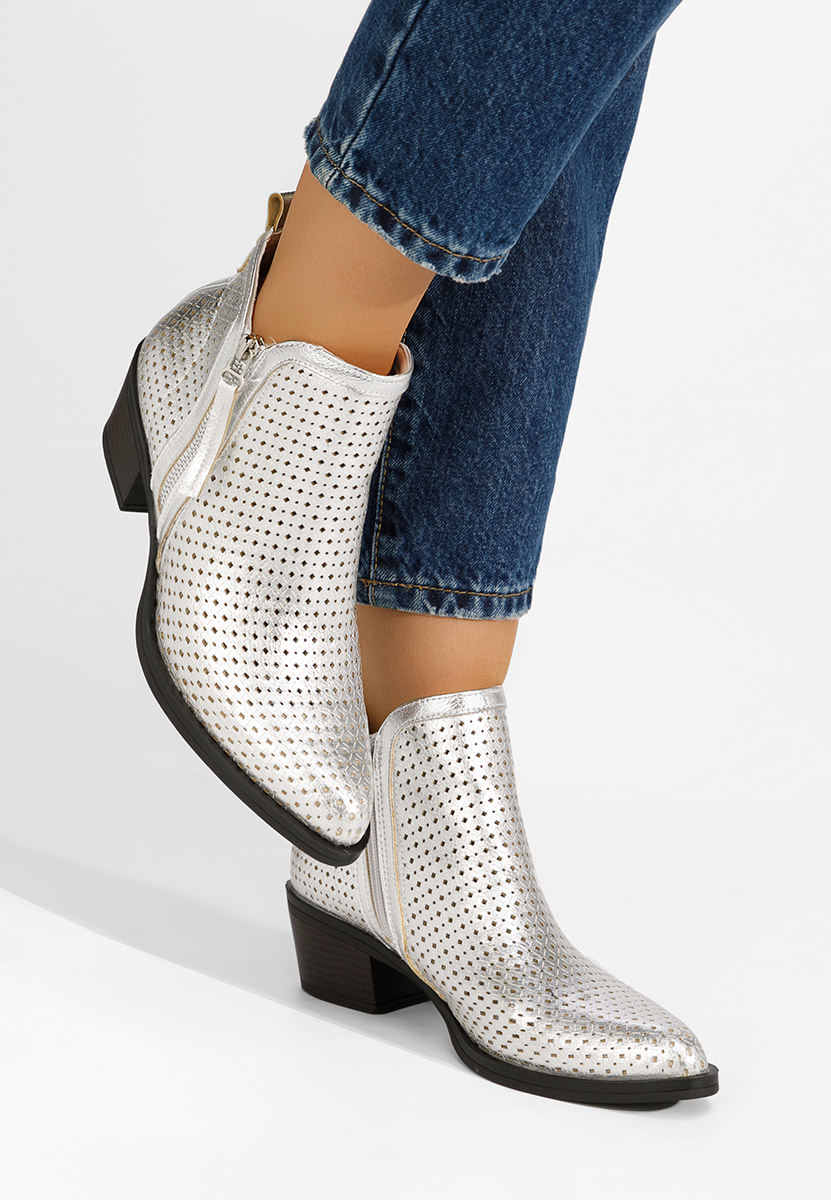 Bottines à gros talon argent Larivinne