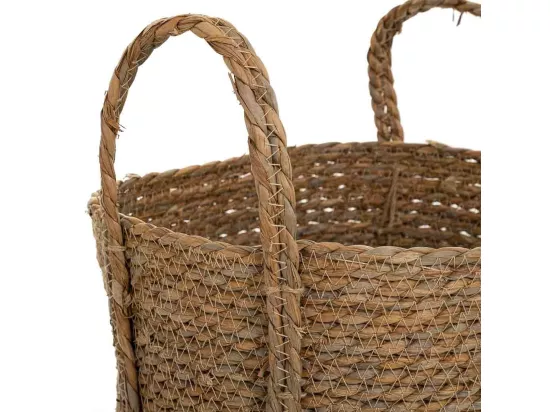 Panier en fibres naturelles et coton noir D29x24/34