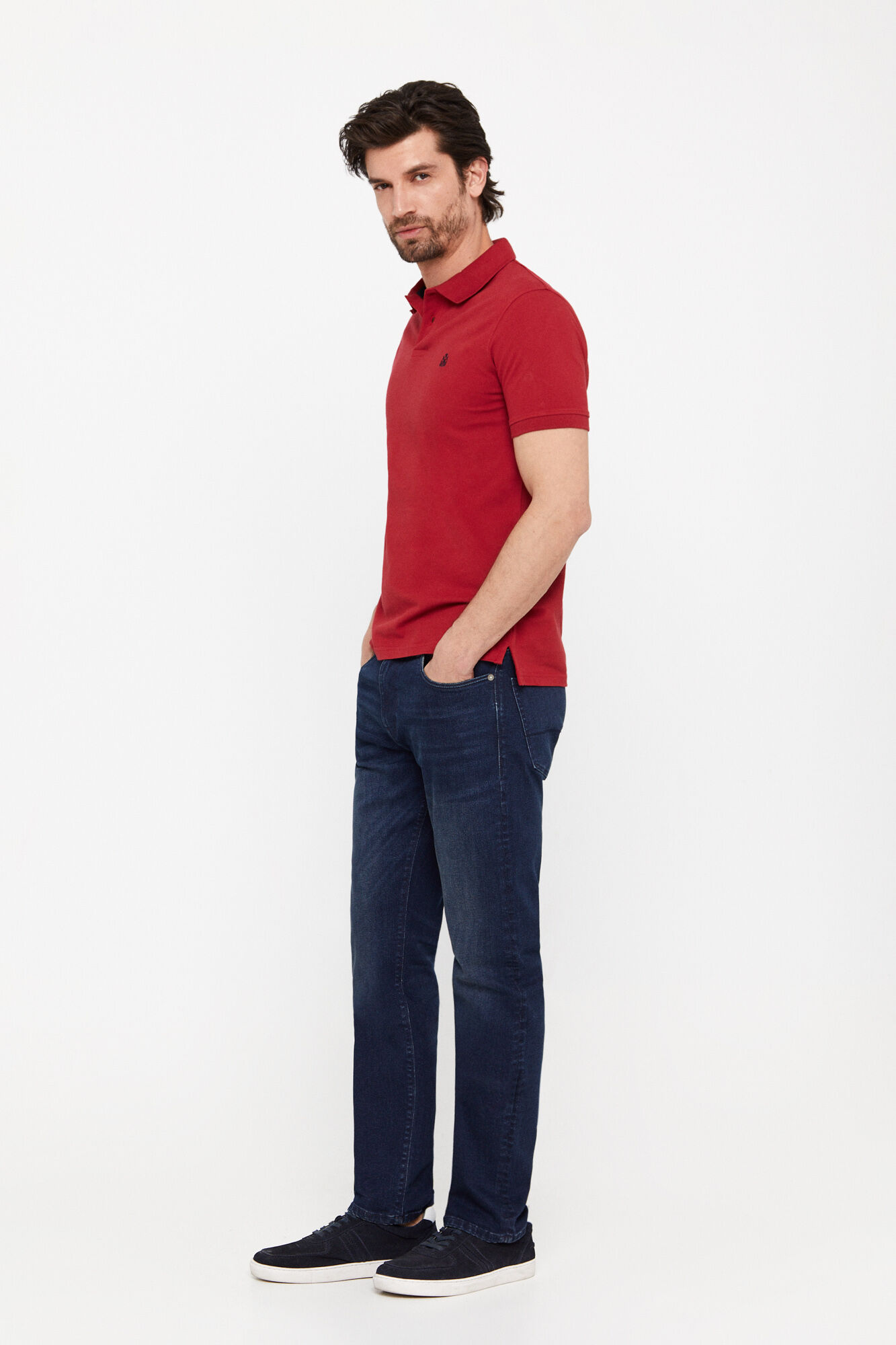 Polo básico piquê slim - Granate