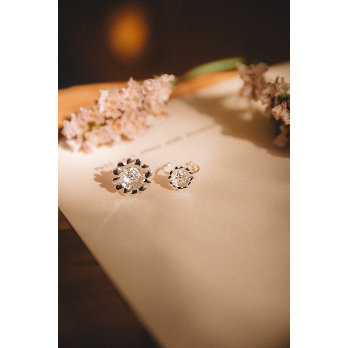 bague fleur plaqué argent - THÉIA