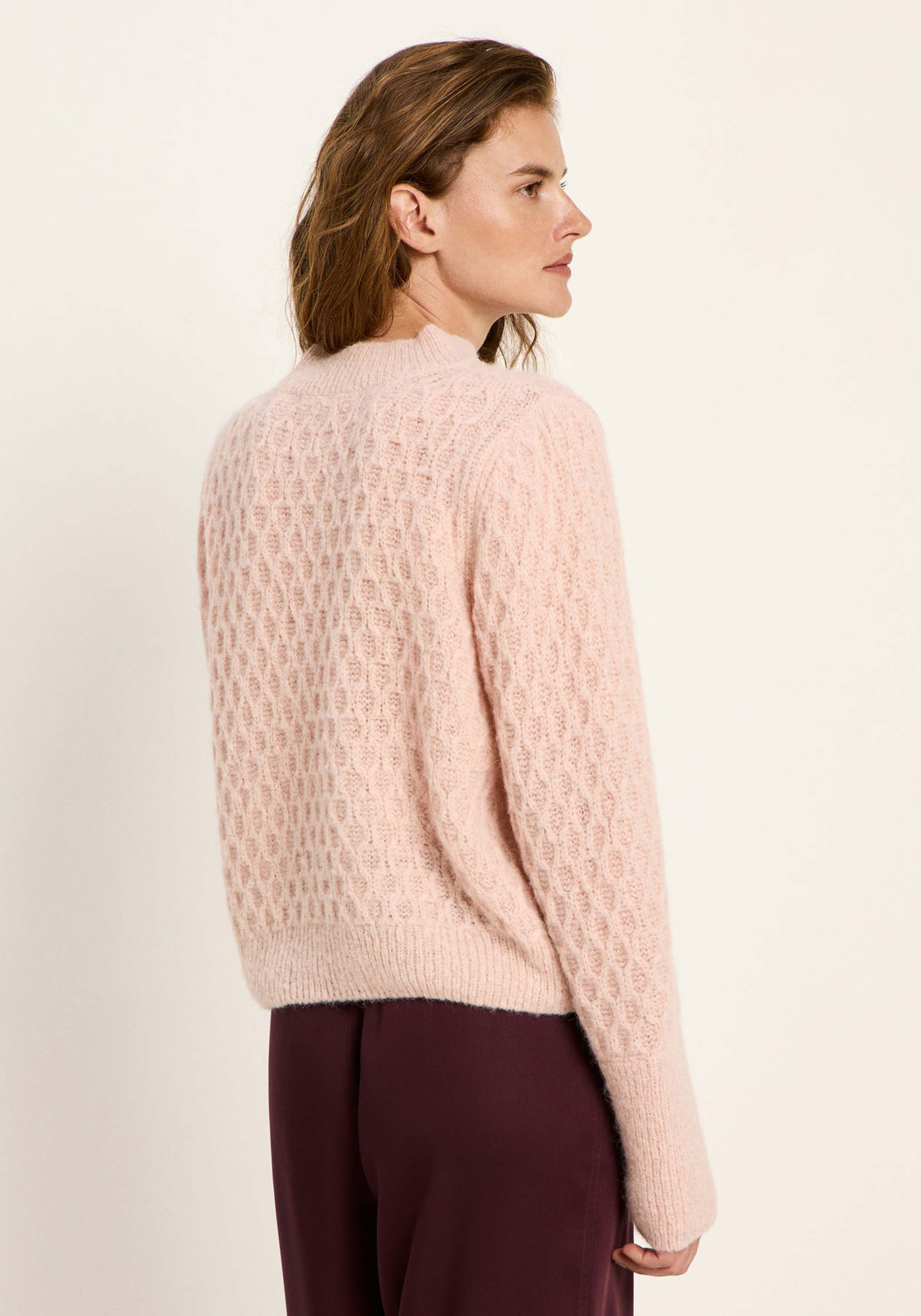 Lanius Pullover mit Zopfstrick Rose
