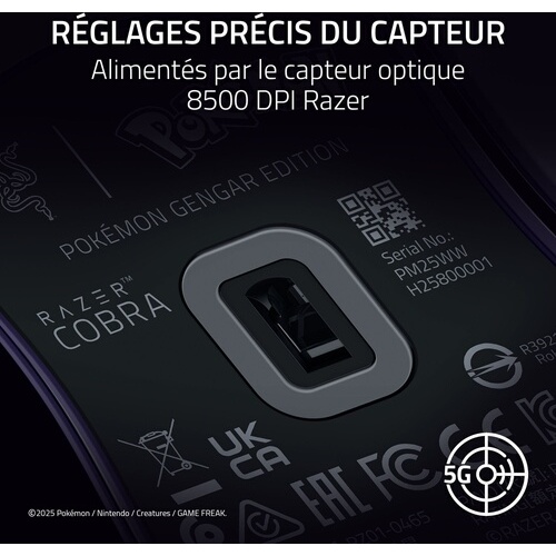 Souris Razer gaming avec fil Cobra Pokémon Gengar Edition