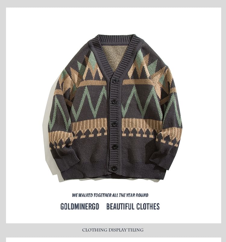 Yelmenor - Oversized vest met V-hals en patroon