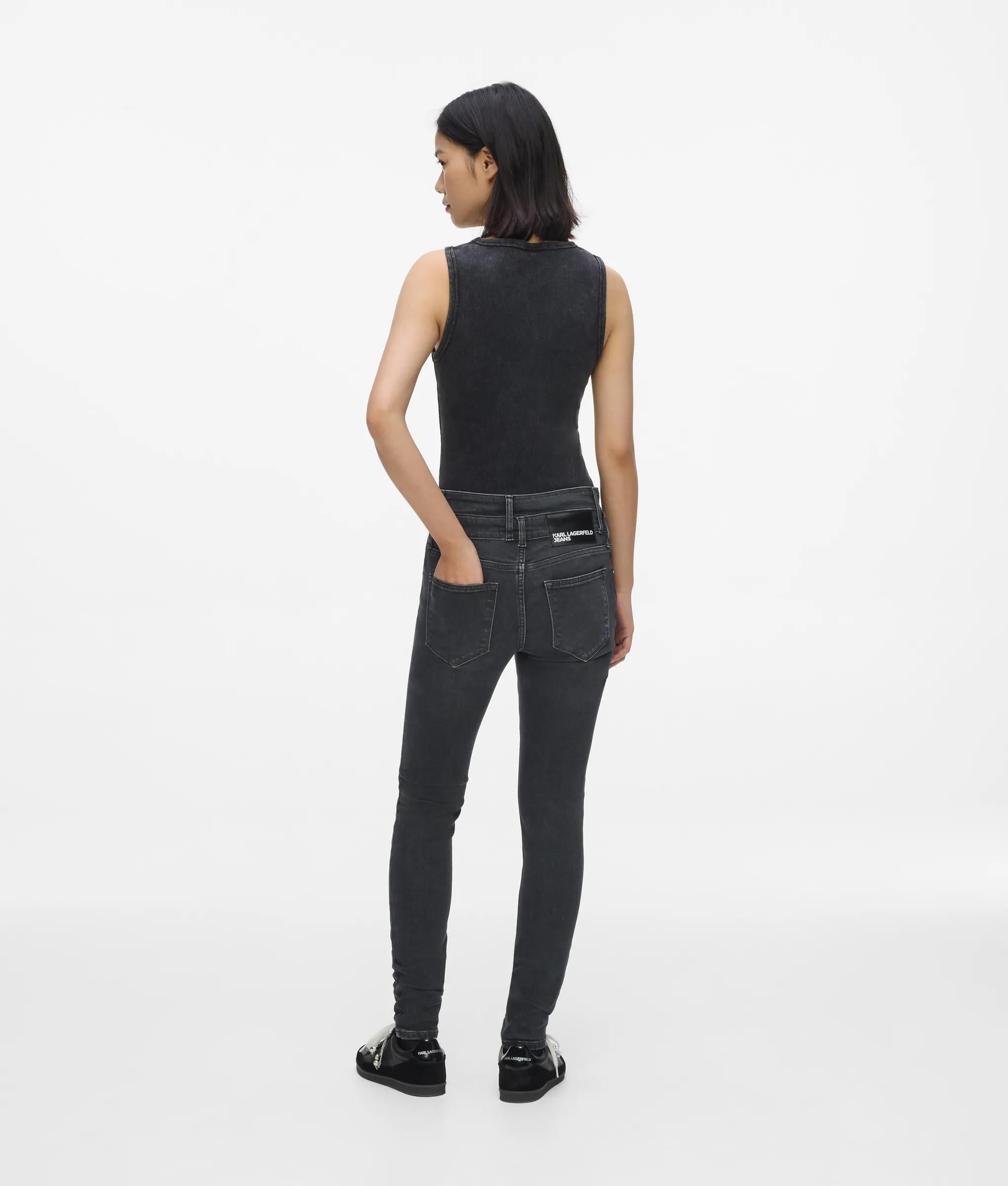 High-rise skinny jeans met uitgesneden taille