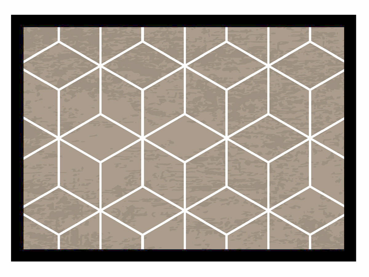 Tapis d'entrée géométrique marron - 50x70 cm