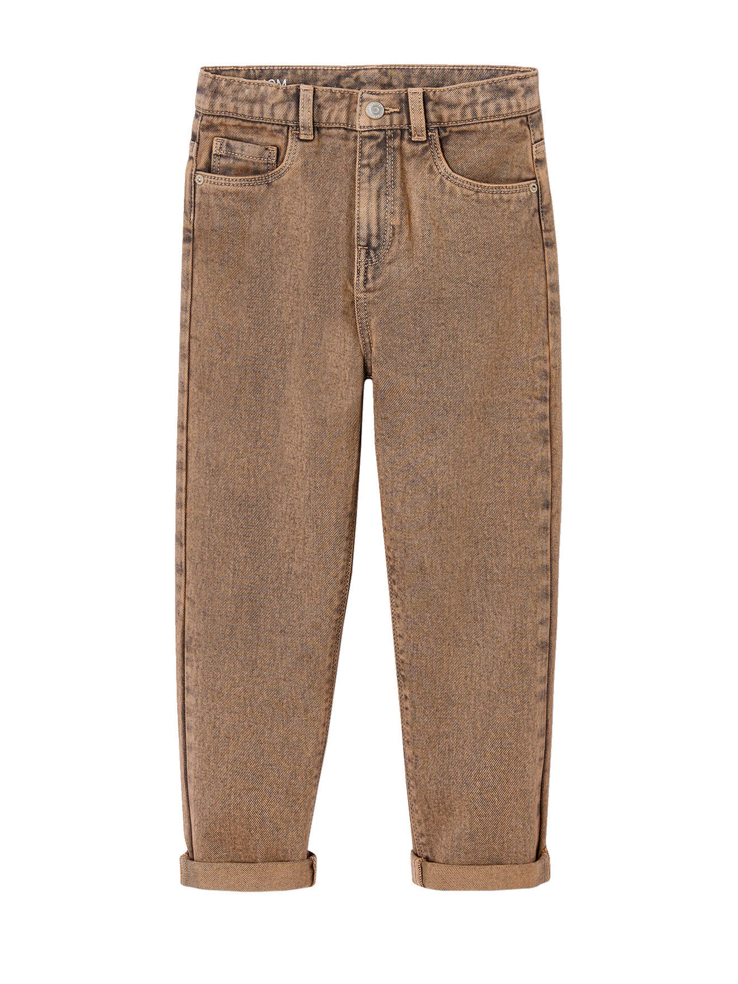 Vertbaudet Mädchen Mom-Jeans mit hohem Bund, Bundweite verstellbar cappuccino