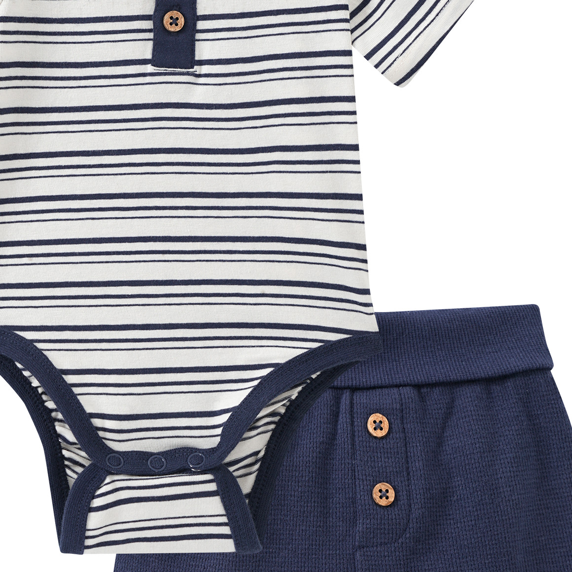 Topomini Pure Collection Newborn Body, Bandana und Shorts im Set dunkelblau / cremeweiss
