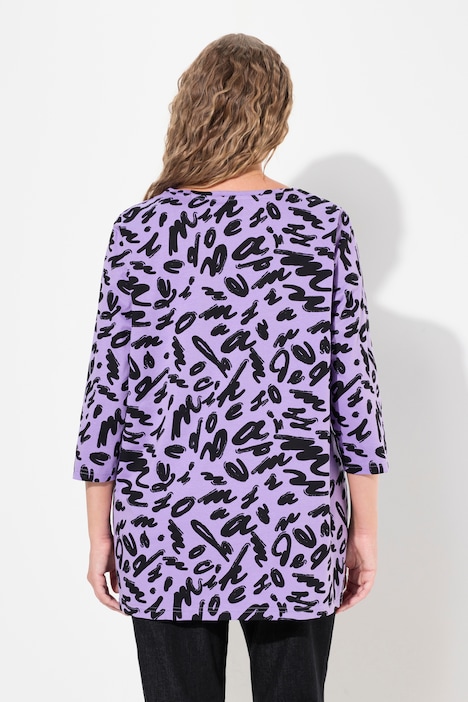 Shirt, A-Linie, Zierfalten, Carree-Ausschnitt, 3/4-Arm