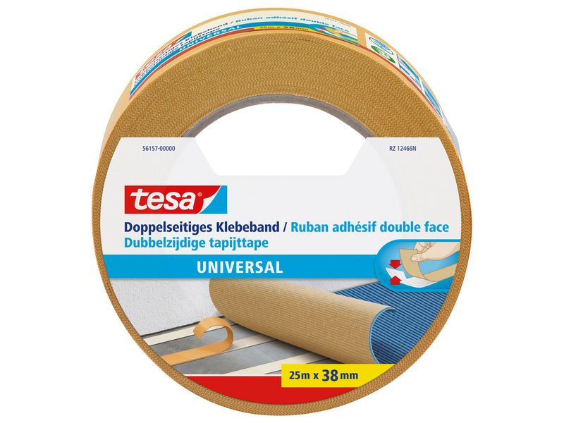 tesa Doppelseitiges Klebeband Universal, 25 m x 38 mm Doppelseitiges Klebeband für einen sicheren und permanenten Halt