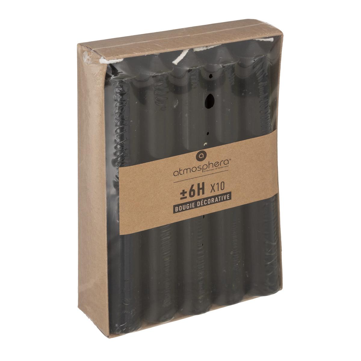 BOUGIE BATON HUGO NOIR H.16CM X10 PIECES