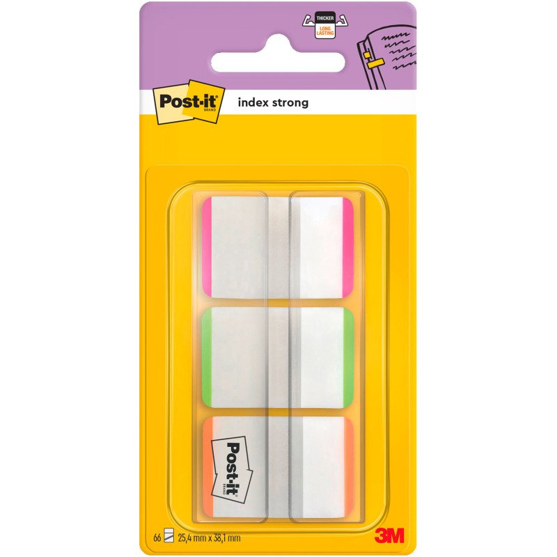 Marque-pages strong couleurs unies Néon Post-It - distributeur de 66 feuilles