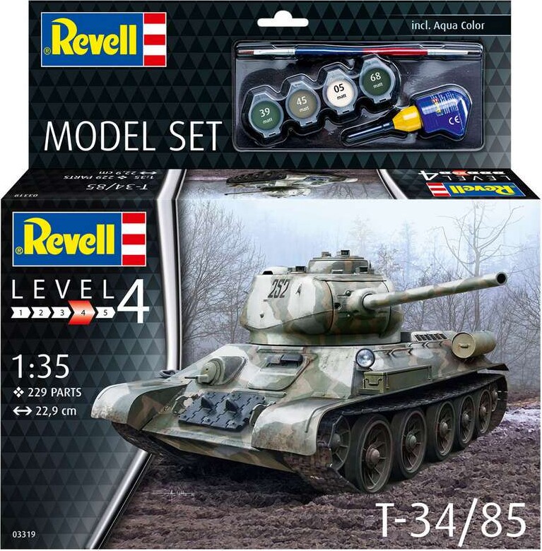 Revell - T-34 Tank Model Byggesæt - 1:35 - Level 4 - 03319