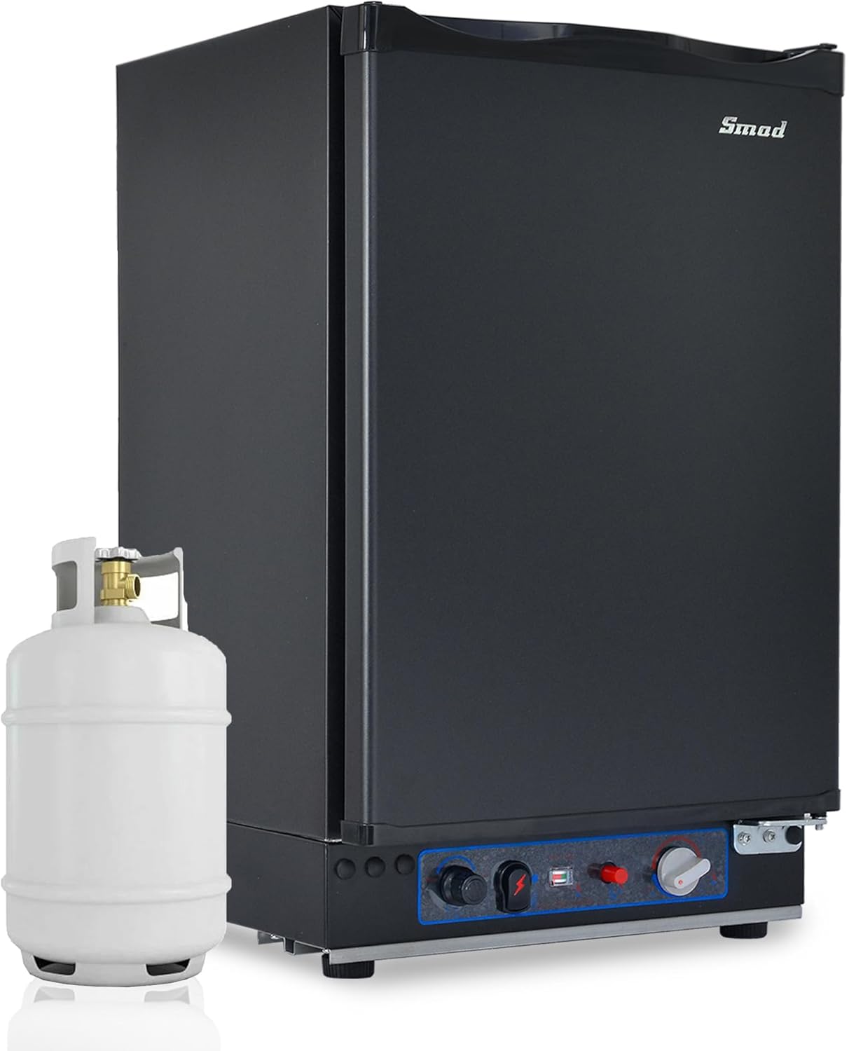 Smad Camping Gas Kühlschrank 12V 230V, 40L, 0-10℃, Leiser Absorber Wohnmobil Kühlschrank für Auto, Büro und Schlafzimmer, Wendetür, Schwarz