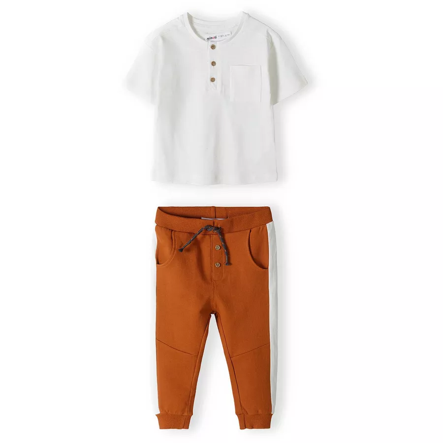 MINOTI T-Shirt und Jogginghose im Set BraunWeiß