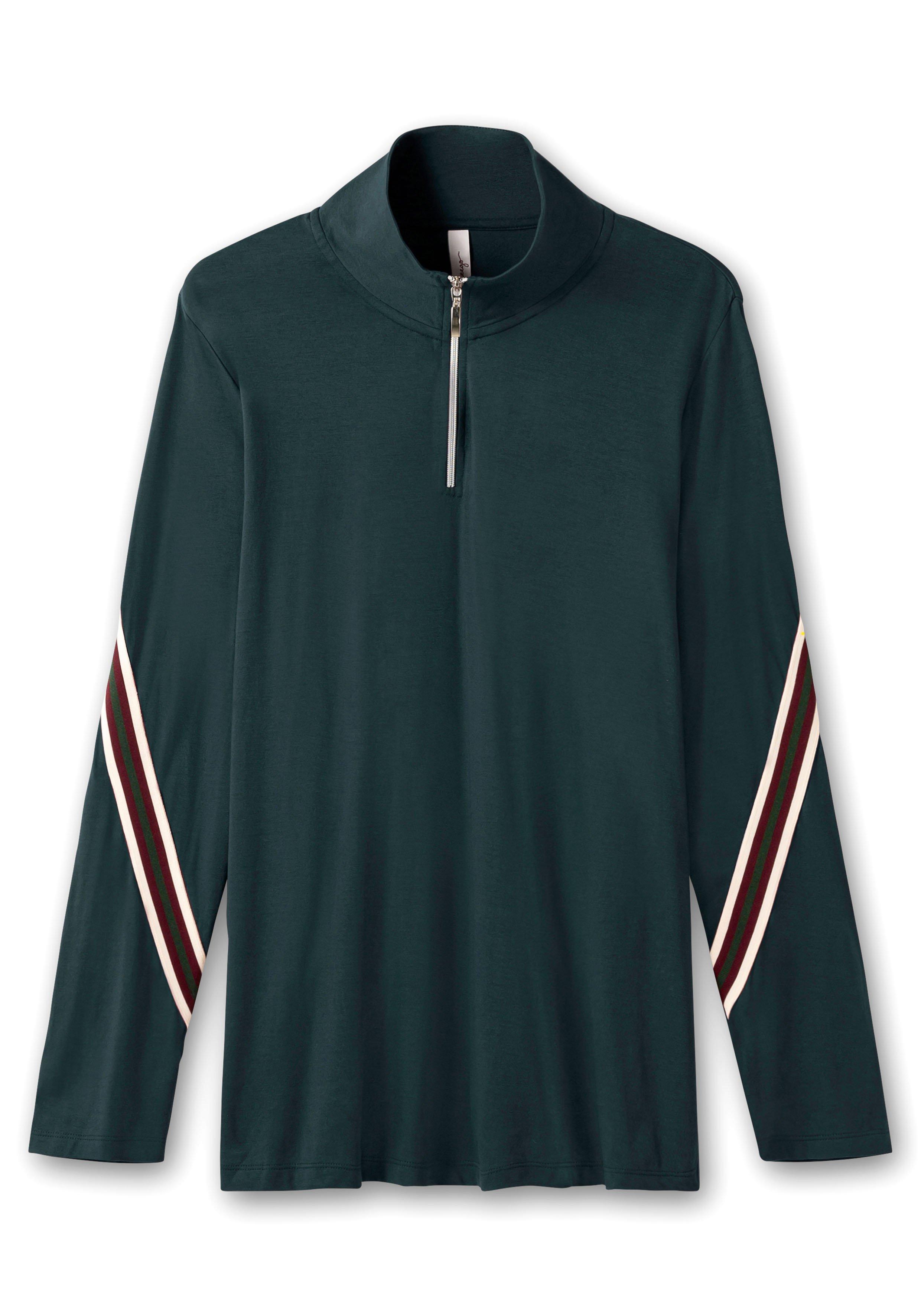 Langarmshirt mit Troyerkragen und Kontrastdetails