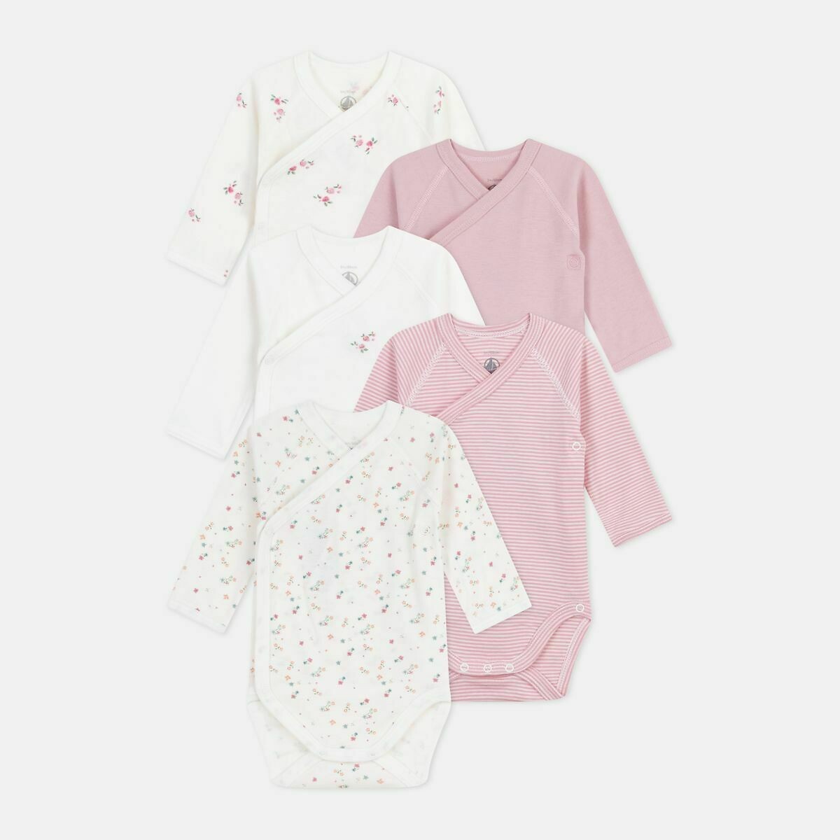 PETIT BATEAU<br>Conjunto de 5 bodies de manga comprida