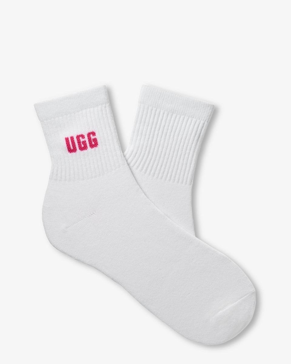 UGG Quinlin Logo Quarter 2 Pack Socks Wit/Grijs Damessokken