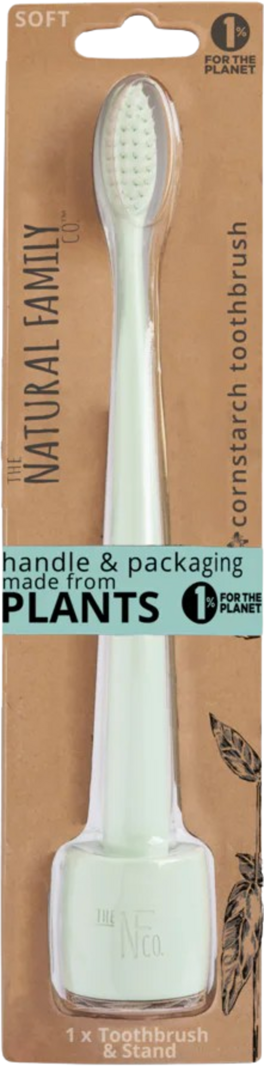 Natural Family CO.  Bio Toothbrush & Stand, Rivermint