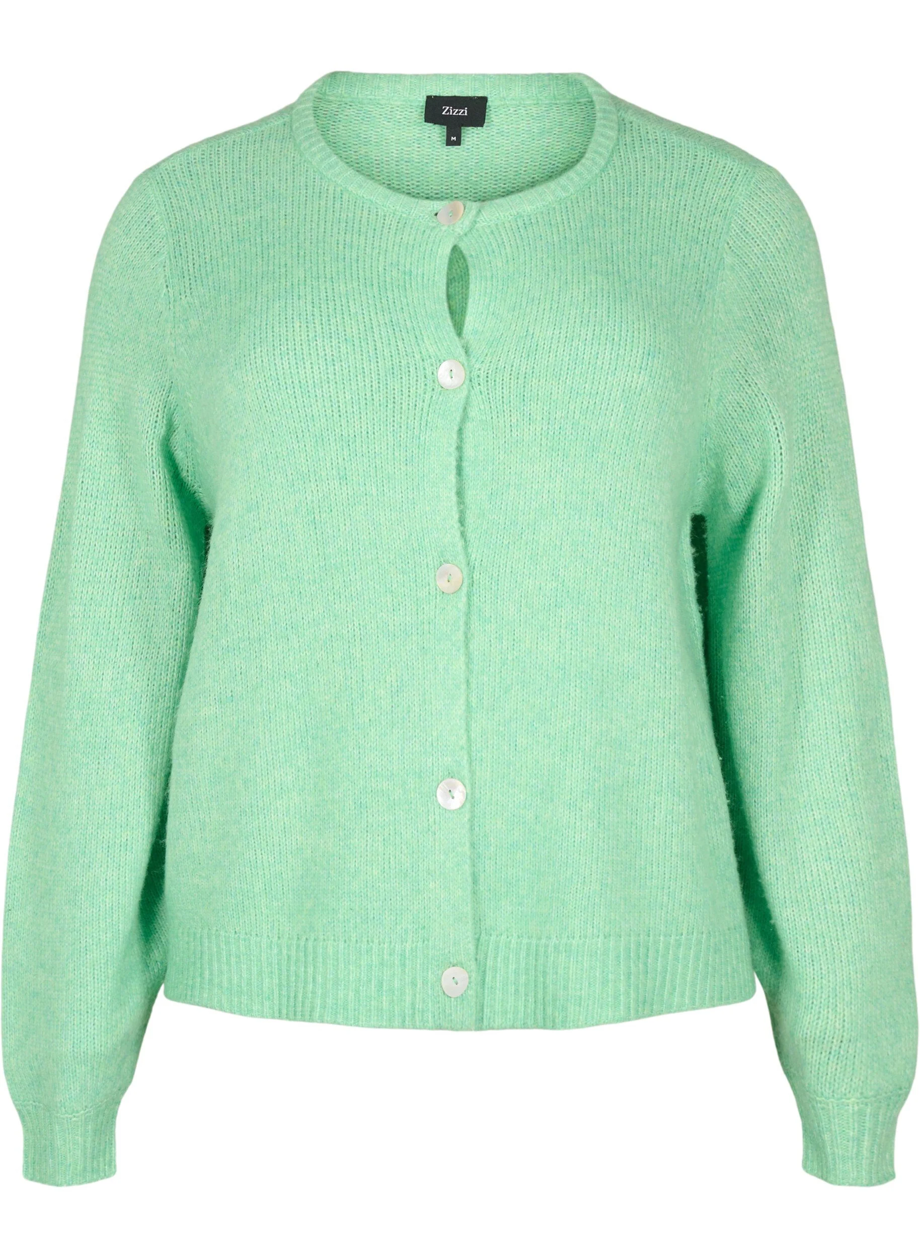 Strikcardigan med uld og knapper