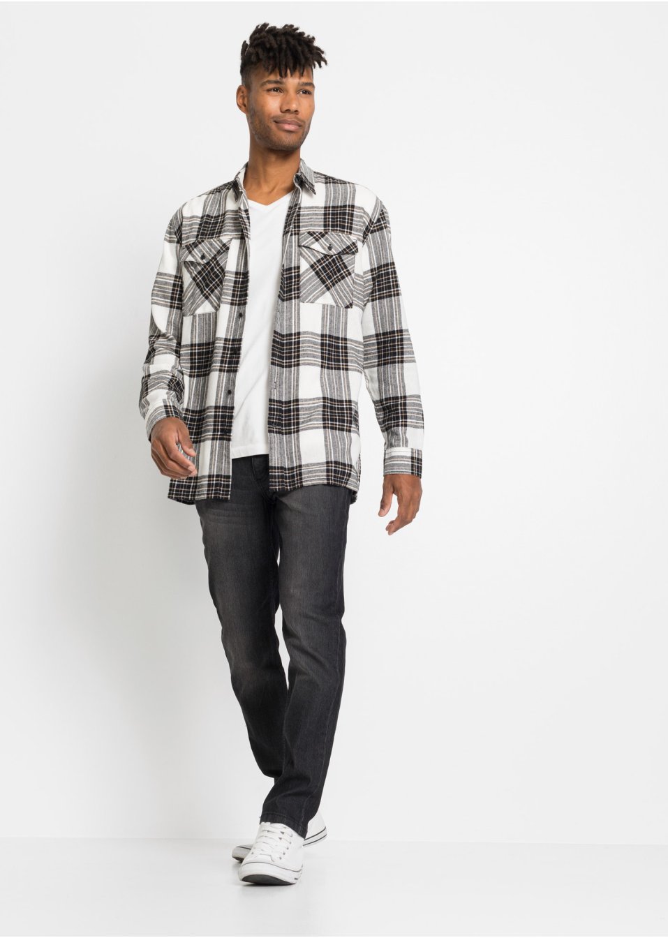 Chemise manches longues en flanelle, Loose Fit