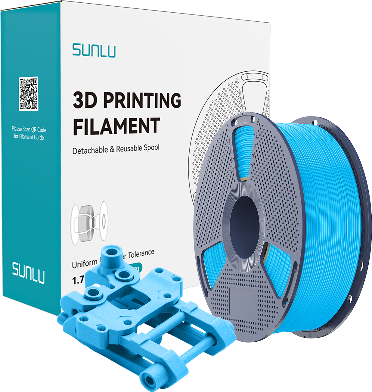 SUNLU  ABS Cyan, 1,75 mm / 1000 g    Thermoplastisches Filament für den Druck von robusten Teilen in Cyan