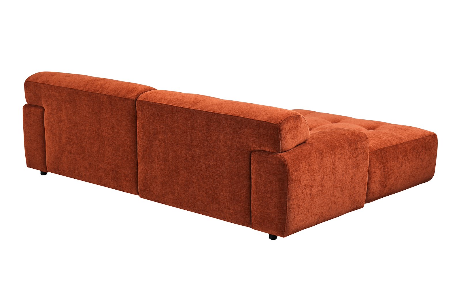 Bob sofa 1,5-seter med sjeselong venstre. Tekstil City 54 Bronze med sorte ben