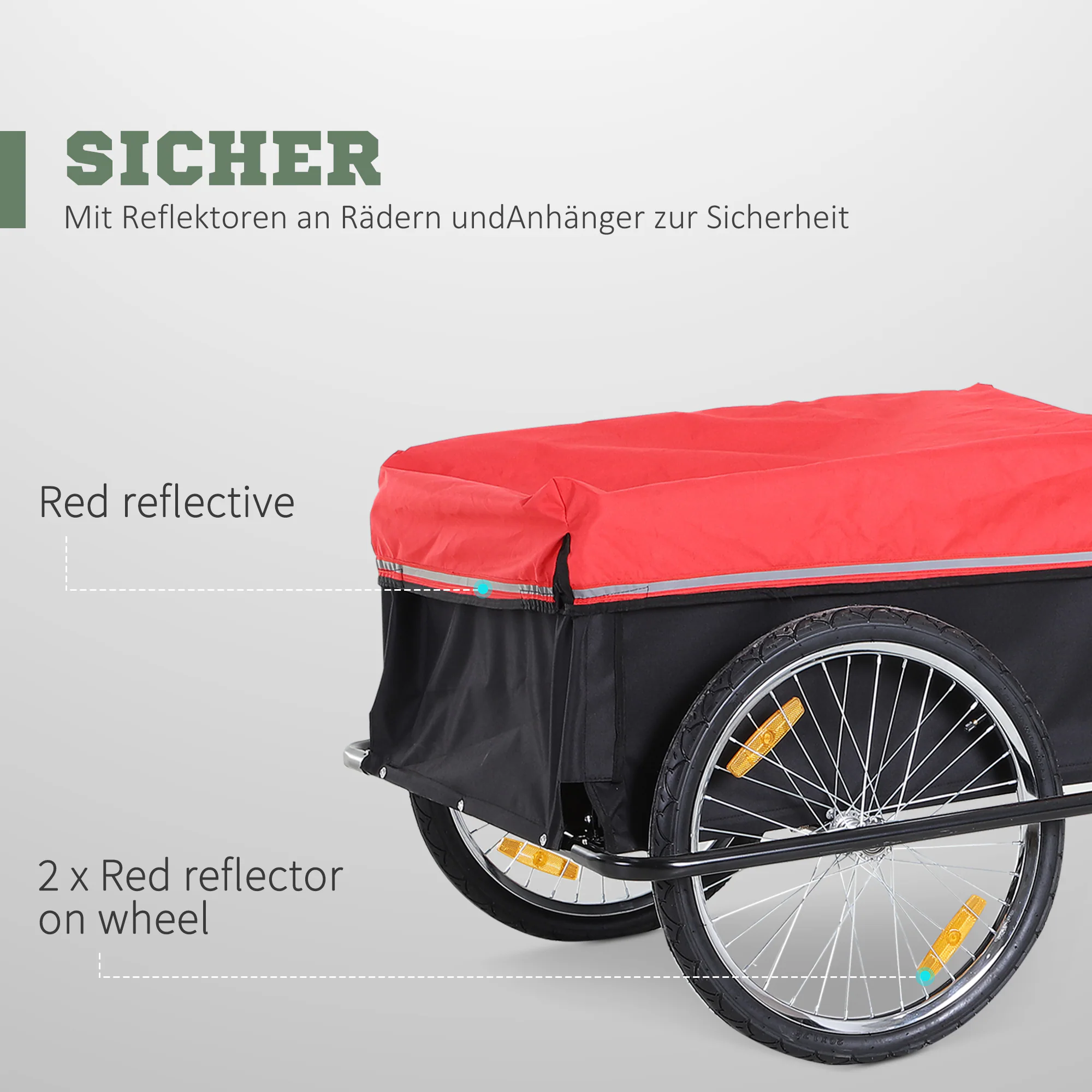 HOMCOM Fahrradanhänger mit Überrollbügel schwarz-rot 140 x 88 x 60 cm (LxBxH)