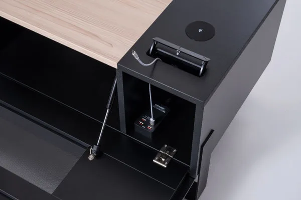 Erard Naga 1400 Carbone avec chargeur USB et Qi et colonne TV Meubles TV