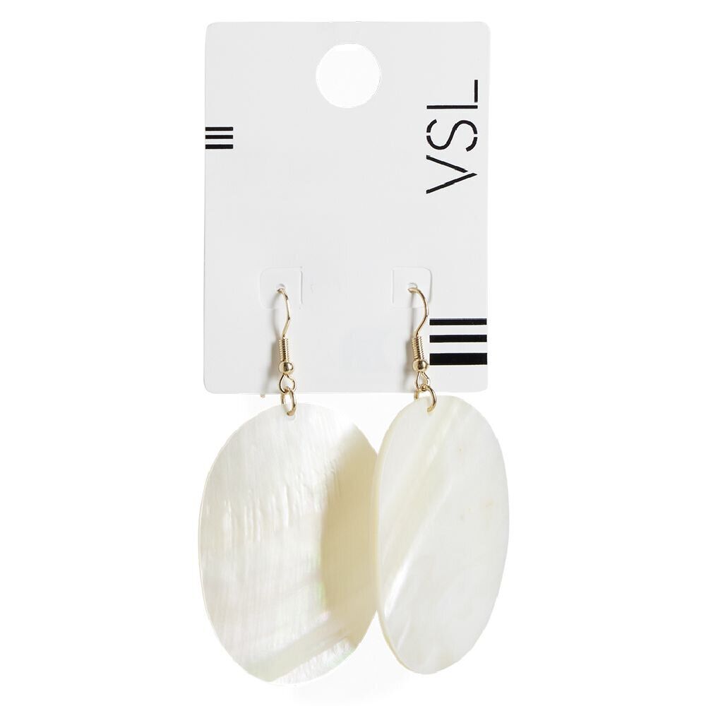 Paire de boucles d'oreilles pendante ovale blanc nacré