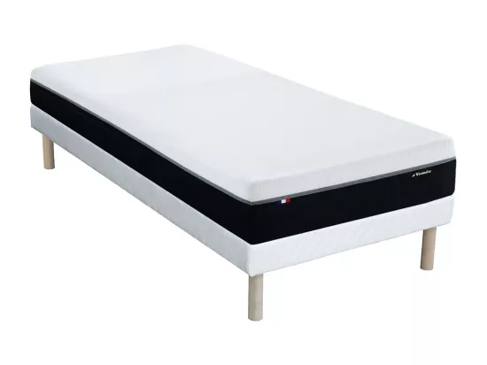 Ensemble 90 x 190 cm sommier tapissier + matelas hybride anti-feu ressorts ensachés 7 zones et mémoire de forme ép.29cm - SIVA de YSMÉE
