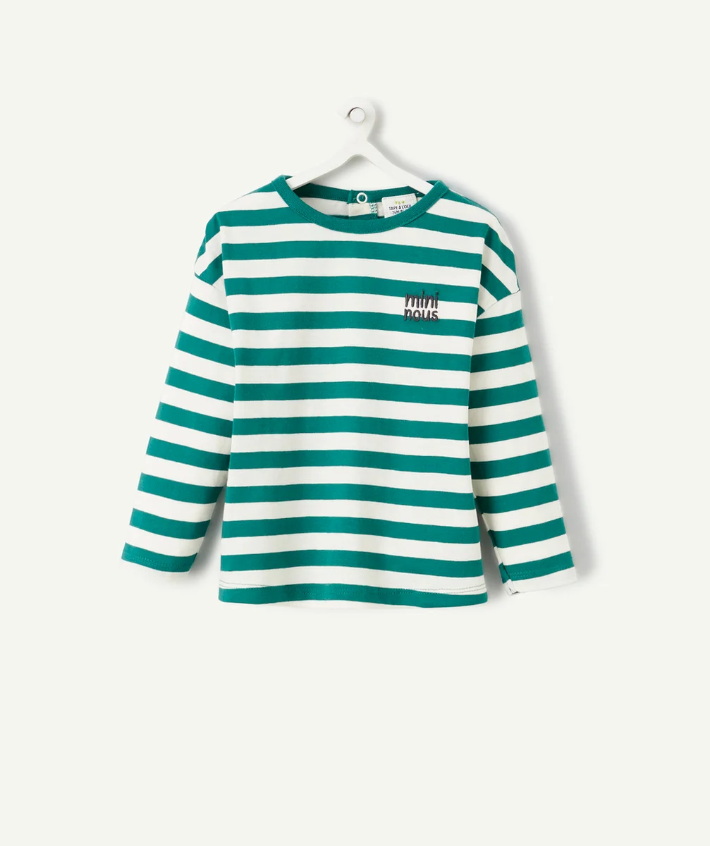 T-SHIRT MANCHES LONGUES BÉBÉ GARÇON EN COTON BIO RAYÉ VERT