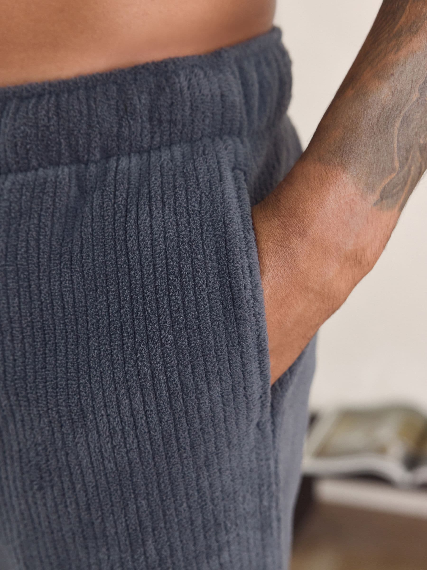 Leisteen grijs - Borg Fleece Rib Textured Joggers