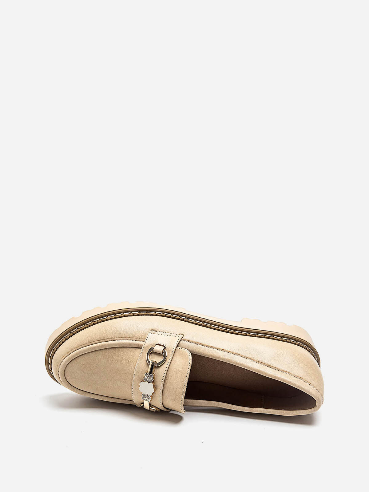 Mocassins avec mors à strass- Beige