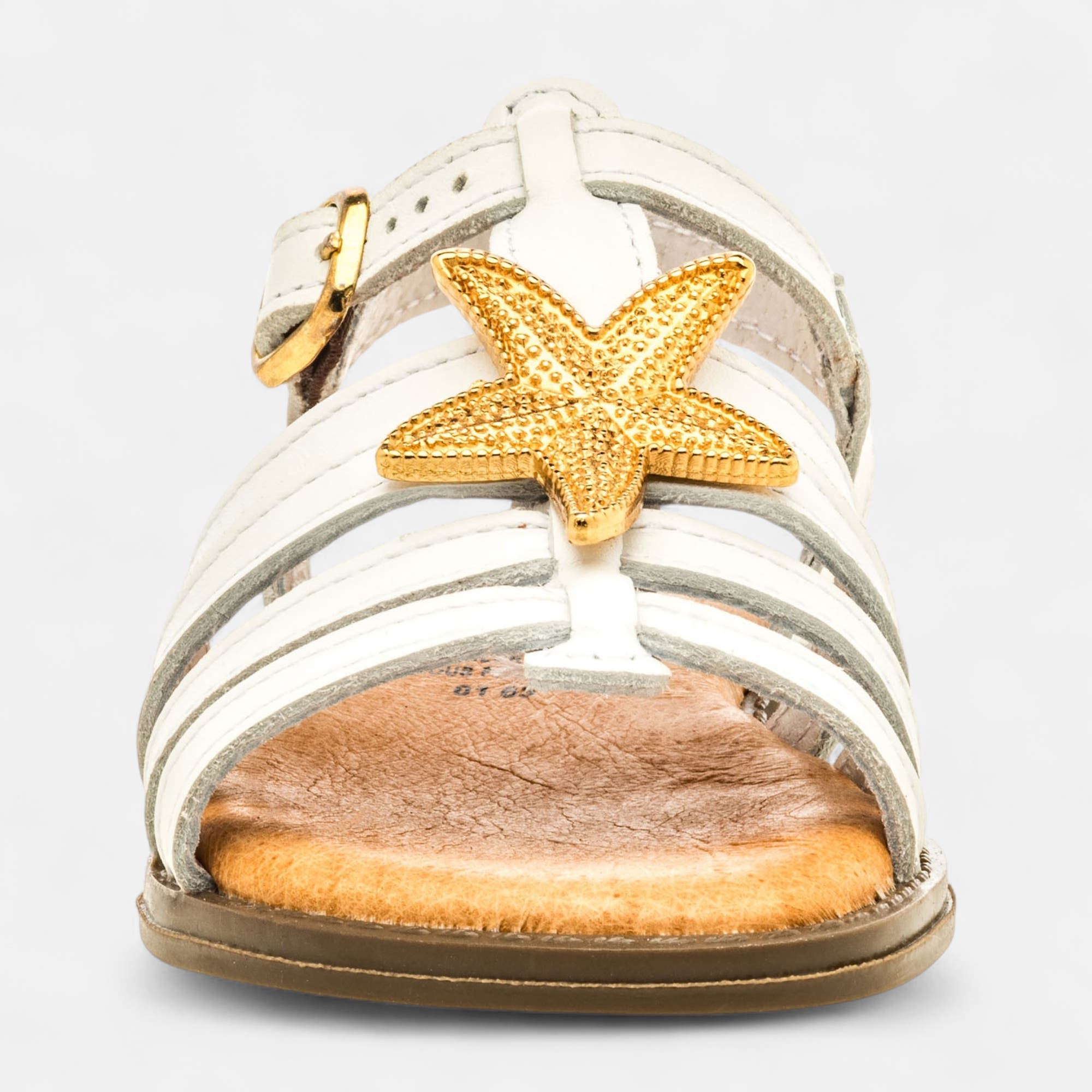 Nu-pieds Fille en cuir blanc