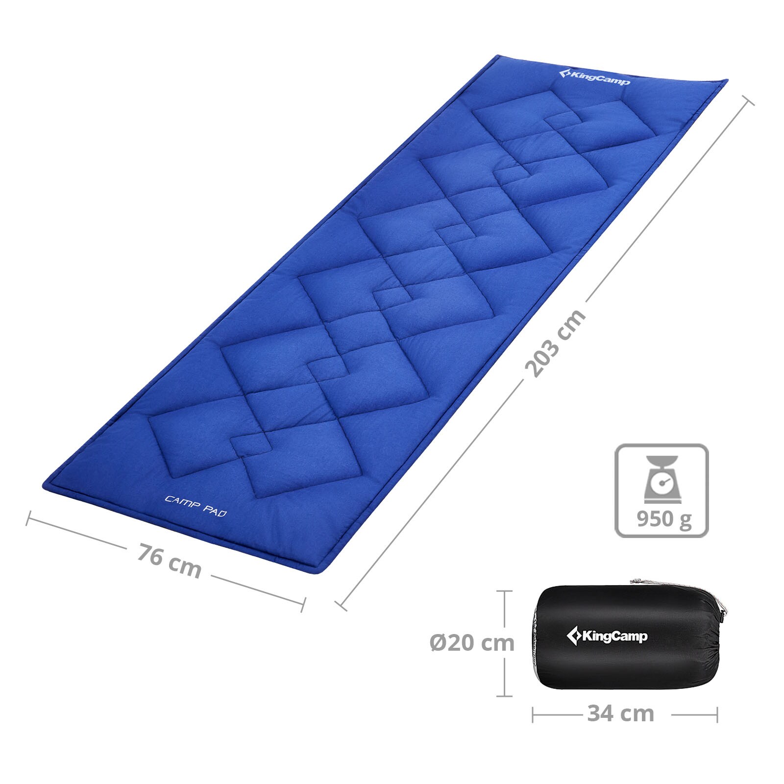KINGCAMP Feldbettauflage Camp Pad Camping Klappbett Bezug Decke 100% Baumwolle Größe: L