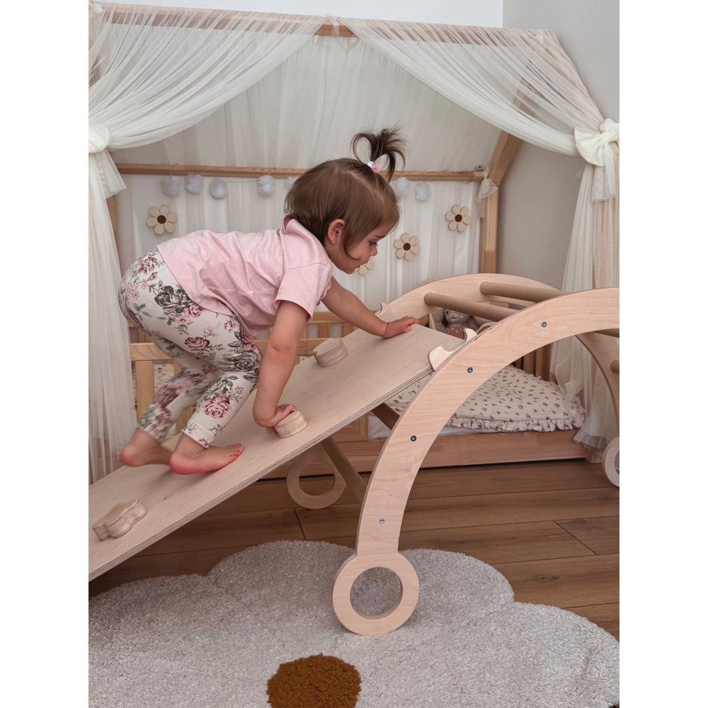 Køb Woobiboo Natural Montessori Rocker Med Beige Madras Og Slide-Climber L
