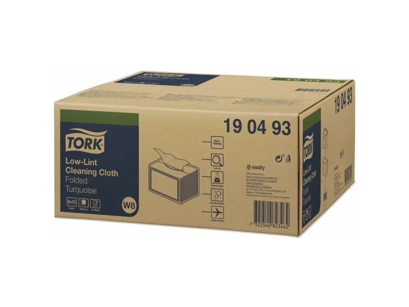 Aftørringsklud Tork Sensitiv W8 300x385 mm turkis - (8 pakker x 75 stk.)