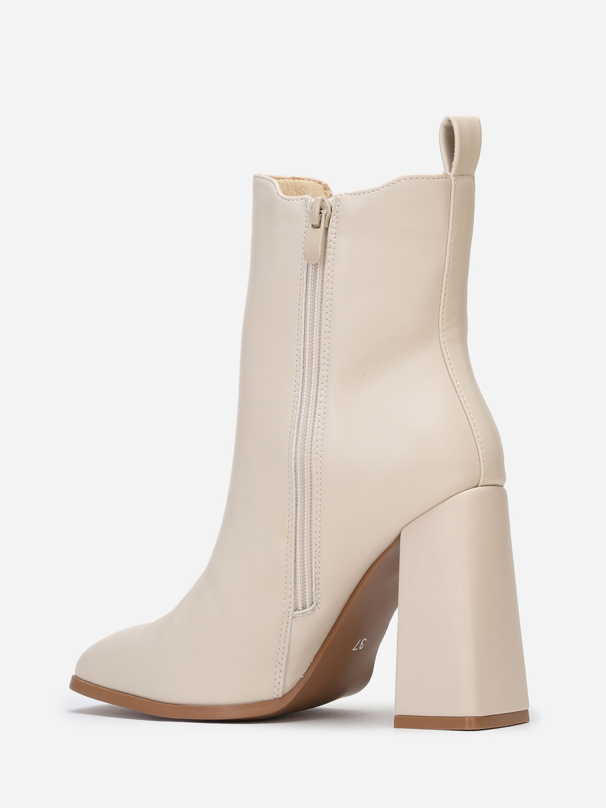 Bottines chelsea carrées à talon- Beige