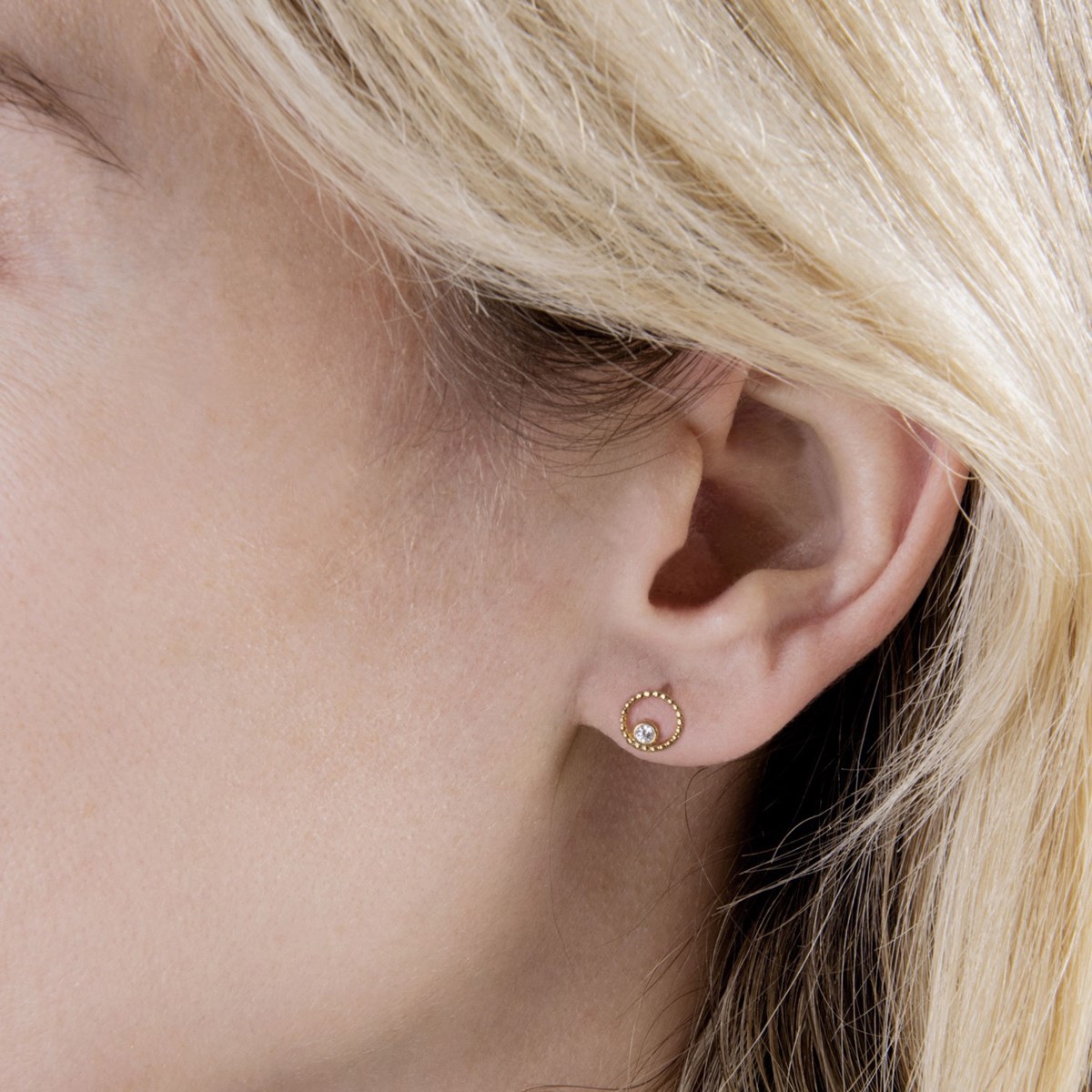 Boucles d'oreilles cerle perlé or oxydes
