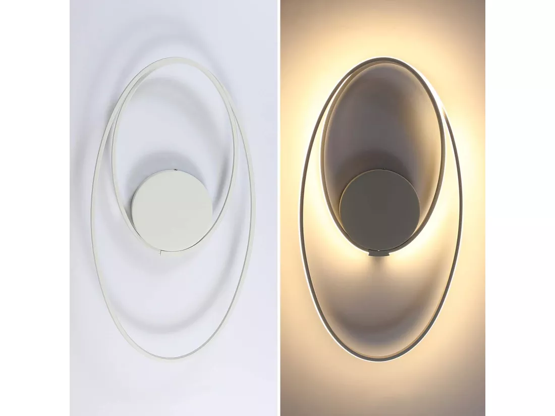 NETTLIFE Plafonnier LED blanc salon design anneau moderne 36W 3000K intérieur blanc chaud LED fermement intégré, blanc chaud