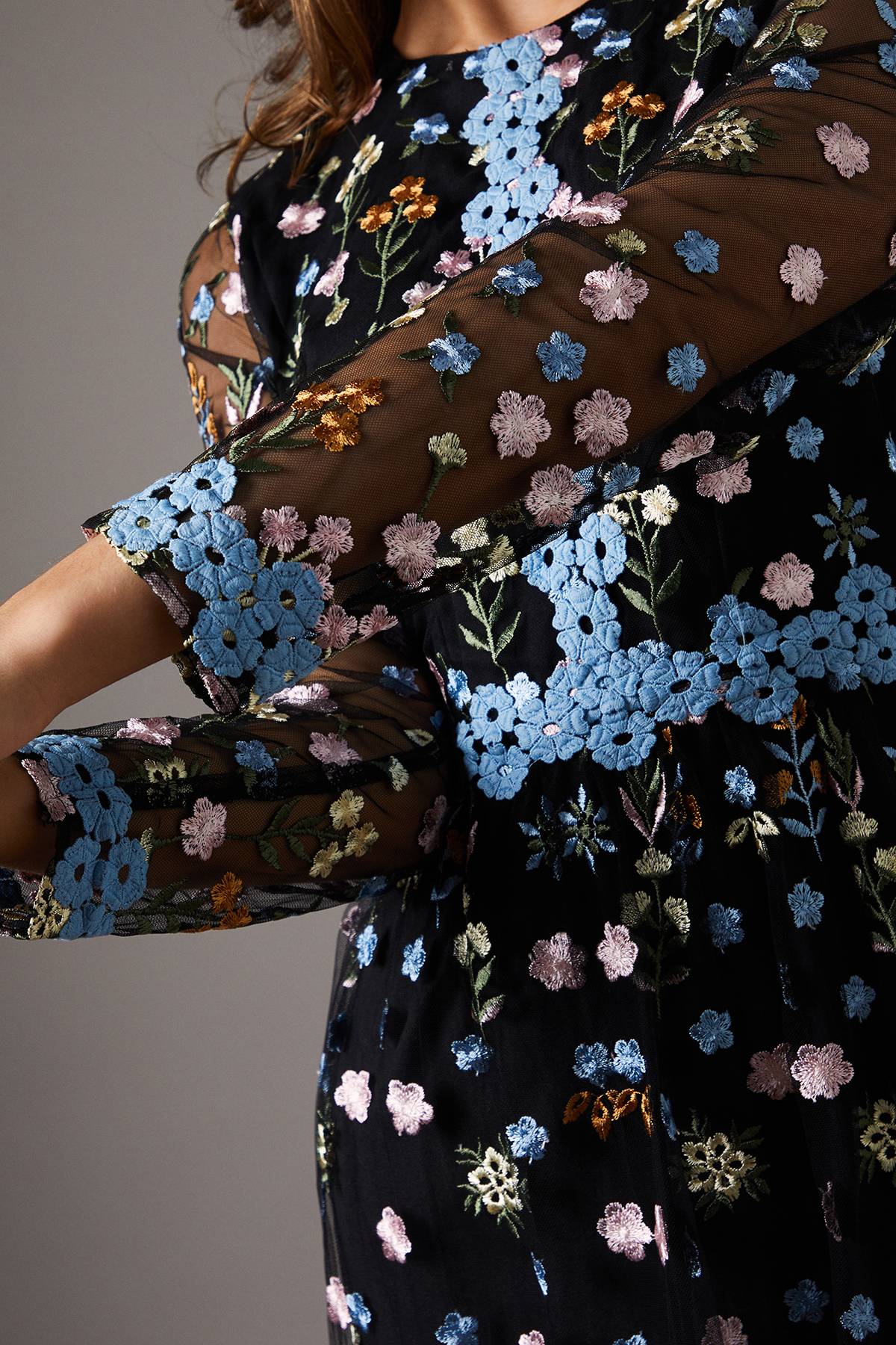 Coast Robe Longue Brodée à Motifs Floraux