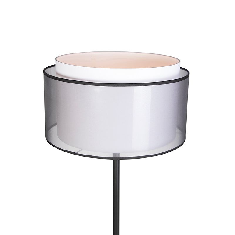 Design vloerlamp zwart met zwart-wit kap 47 cm - Simplo