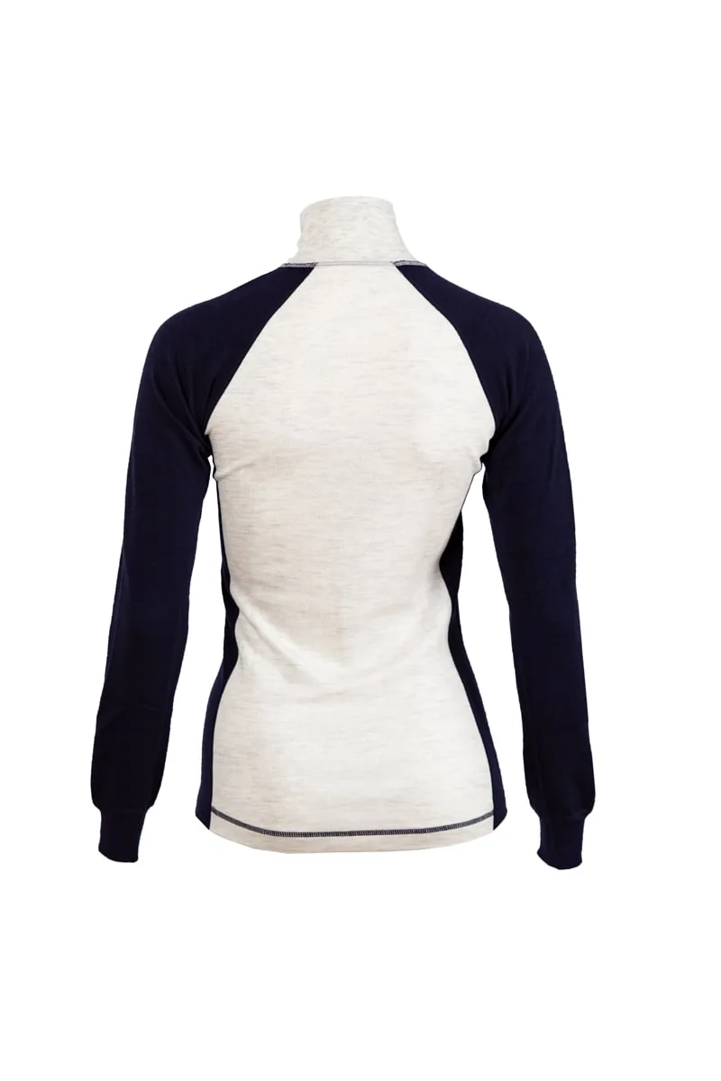 Fjellulla Women'S Half Zip Light Grey/deep Blue