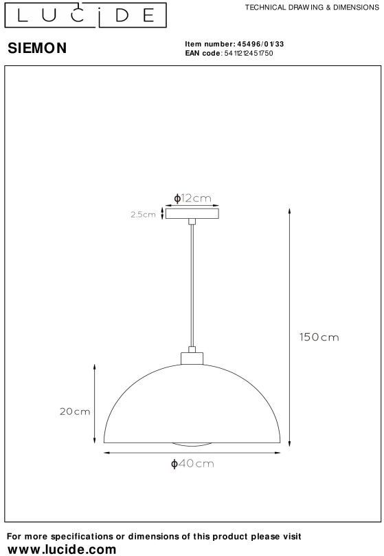Lucide Siemon Hanglamp