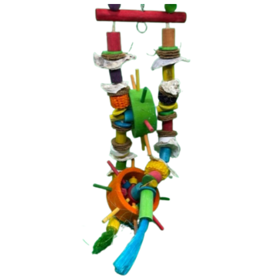 Jouet pour perroquet, perruche, oiseaux exotiques moulin double