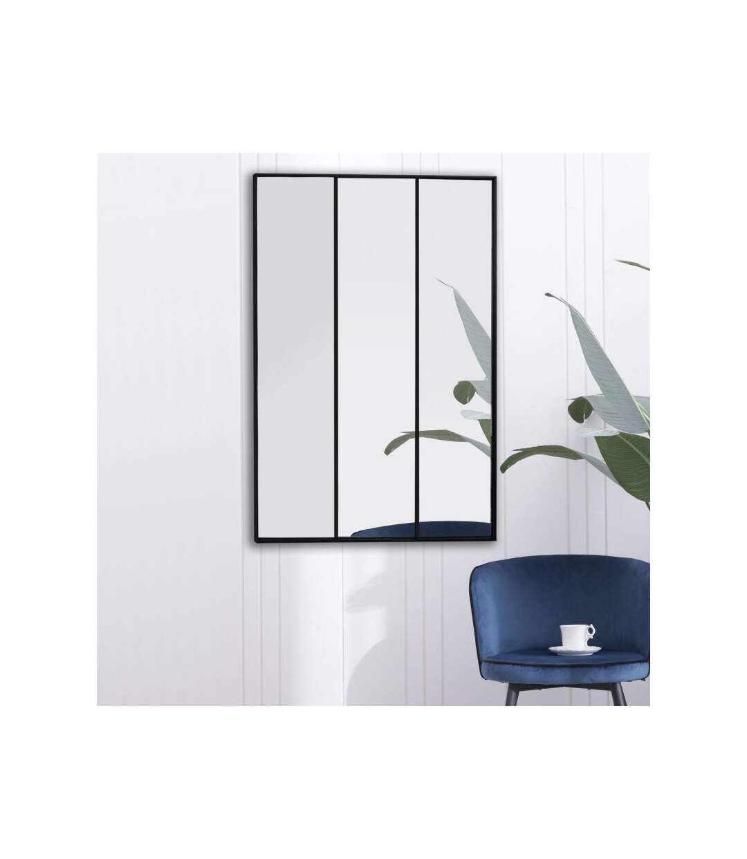 Paris Prix - Miroir Xl Design atelier 115cm Noir
