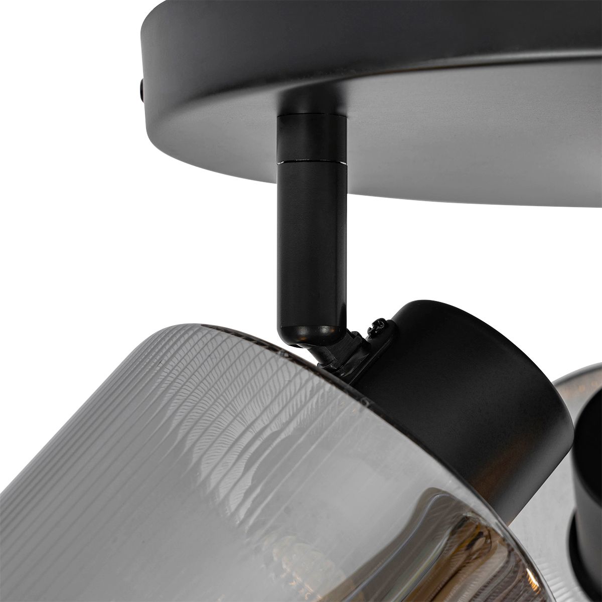 Smart plafondspot zwart met smoke glas rond verstelbaar incl. 3 Wifi A60 - Laura
