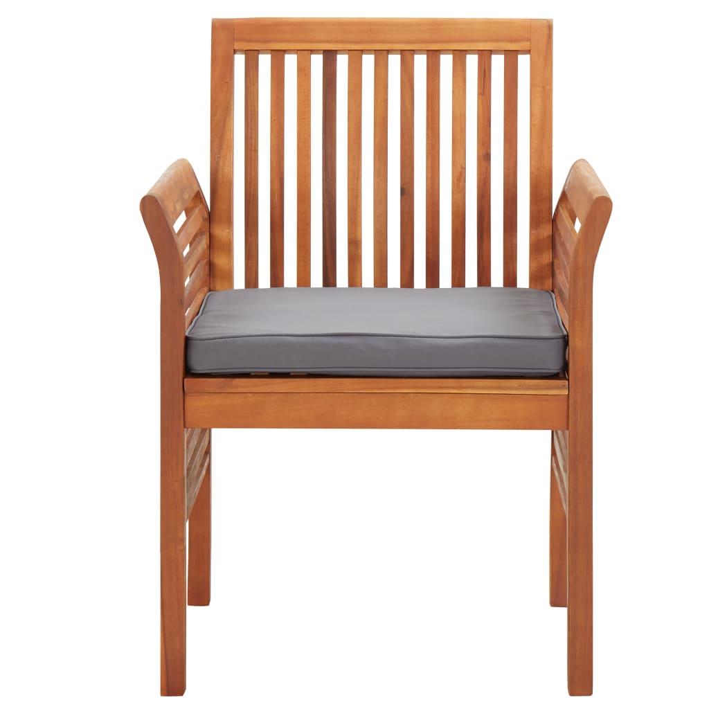 Mobilier à dîner d'extérieur 7 pièces et coussins acacia solide