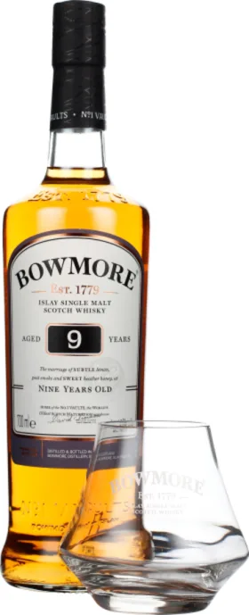 BOWMORE 9 YEARS GIFTSET SINGLE MALT 70CL