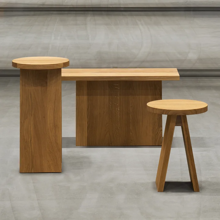e15 - EK01 Stool Hocker, niedrig, eiche